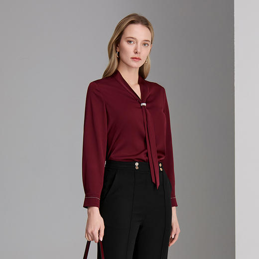 EITIE爱特爱法式气质飘带V领衬衫8313006 商品图1