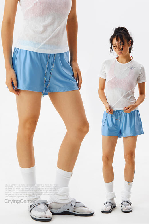 CryingCenter 彩色多抽绳松紧腰短裤女夏 哭喊中心 商品图4