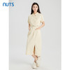 NUTS商场同款夏季杏色简约气质高腰纯棉短袖连衣裙428103408 商品缩略图3