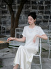 盛唐婧| 新中式桑蚕丝四经绞罗蝶影百搭上衣-白色 商品缩略图5