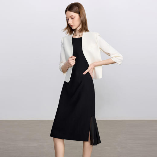 IWY/简约米白色无领西装外套女新款一粒扣职业装套装经理律师工作服C2341+Q1435 商品图4