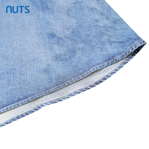 NUTS商场同款夏季蓝色收腰翻领长款水洗牛仔连衣裙428103417 商品图4