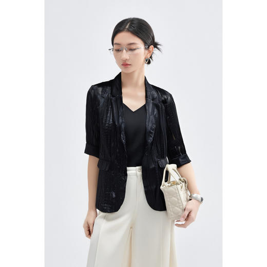 米思阳2025年秋季新品显瘦通勤莱赛尔透气修身天丝西装3813 商品图3