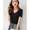 【五折购】熙世界2025夏款时髦短袖t恤女织带V领百搭显瘦上衣T 商品缩略图5