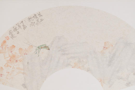 余国庆《叶上有虫秋唧唧，汝南伤别北堂辰》国画原创30CM*60CM手绘扇面花鸟 商品图3