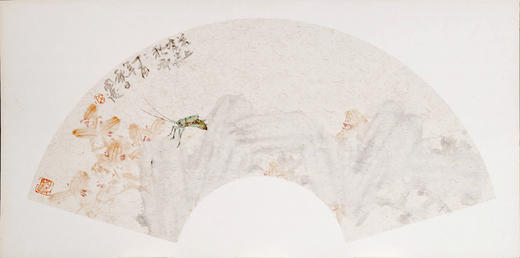 余国庆《叶上有虫秋唧唧，汝南伤别北堂辰》国画原创30CM*60CM手绘扇面花鸟 商品图4