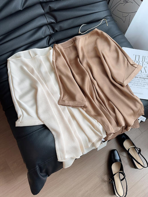 品牌订单真桑蚕丝天丝醋酸一字领上衣简约高级 商品图9