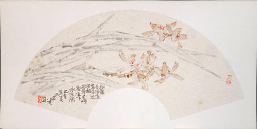 余国庆《幽兰香风远》国画原作30CM*60CM 手绘宣纸扇面花鸟作品 商品图4