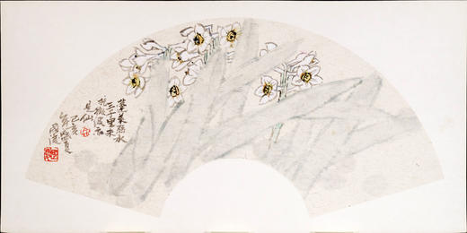 余国庆《蓬莱弱水三千里，未托微波亦是仙》原创国画30CM*60CM卡纸扇面花鸟 商品图4