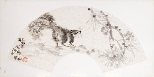 余国庆《觅秋》国画原作30CM*60CM 手绘卡纸扇面花鸟作品 商品图4