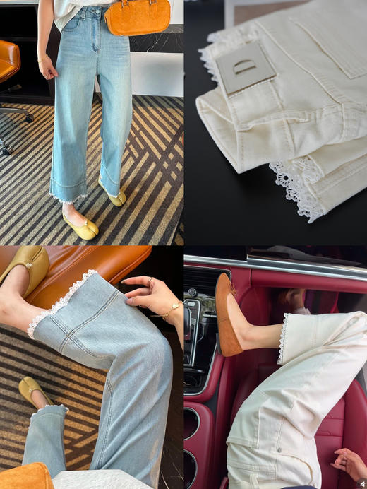 🔥没吹牛，以一己之力带动办公室买了8条❗️又软又凉快的【蕾丝九分阔腿牛仔裤】🍃弹力非常好👍，软到能劈叉 商品图5