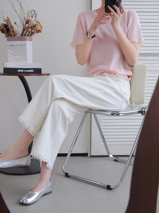 🔥没吹牛，以一己之力带动办公室买了8条❗️又软又凉快的【蕾丝九分阔腿牛仔裤】🍃弹力非常好👍，软到能劈叉 商品图2