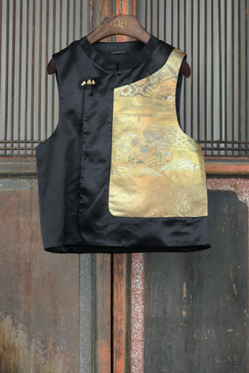 盛唐牡丹盛奢系列| 丝毛拼西阵织花扣马甲