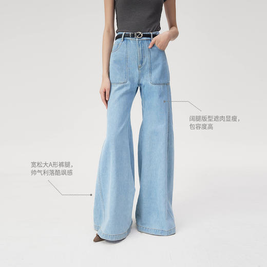 lost in echo2024夏季新款宽松休闲浅色阔腿牛仔裤拖地显瘦裤子女 商品图2