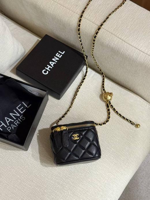 小香风金球链条盒子包口红包迷你羊皮小包包女新款菱格单肩斜挎包 商品图3