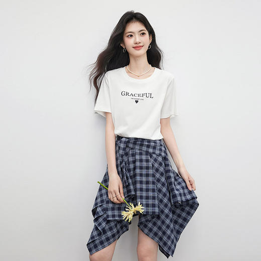 【07/16新品】熙世界不规则格纹半身裙女设计感2025夏季新款美式复古a字短裙子 商品图4