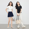 【07/16新品】熙世界爱心刺绣正肩T恤女2025夏季新款百搭修身短袖收腰显瘦上衣 商品缩略图2
