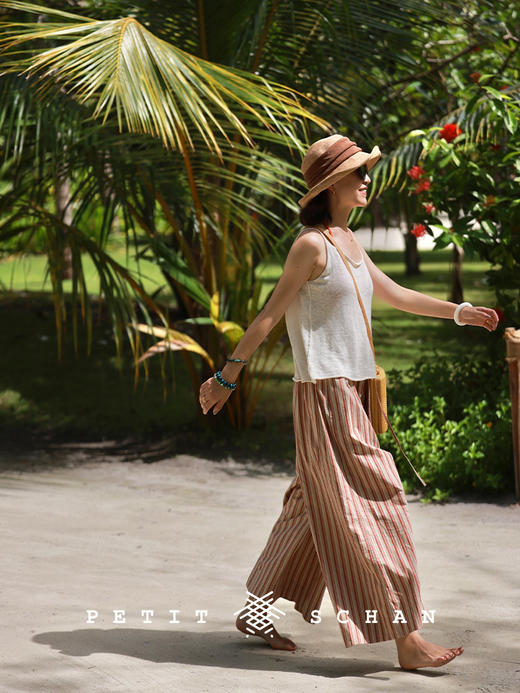 PETIT SCHAN小闪 #086 Serene Mountain 空山 进口AD12纸辫拼接香云纱大檐度假草帽 商品图2