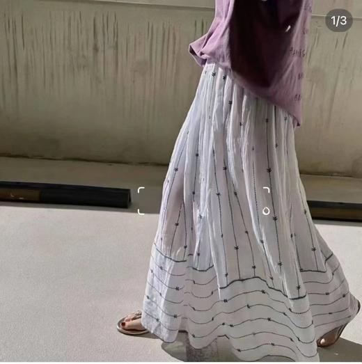 无补  实际库存  英国小众  mad孔雀刺绣半裙   印度长绒棉  纱法国机绣淡雅清新法式飘逸仙女半裙 商品图0