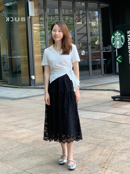 【百图lulu定制】【扭扭乐T恤】V领 扭结 显瘦显高 短袖T恤 商品图2