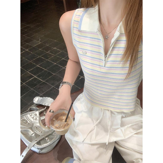 <曾小咸推荐>3.30现货秒杀 ！微信超特价！韩版POLO领无袖针织T恤 日常139.99 立减80 秒杀59.99！！ 商品图1