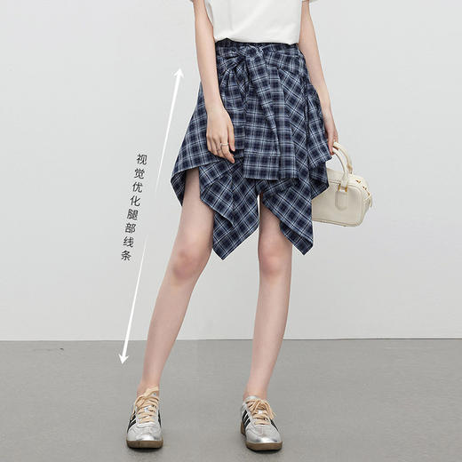 【07/16新品】熙世界不规则格纹半身裙女设计感2025夏季新款美式复古a字短裙子 商品图1