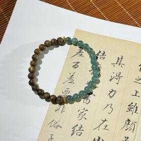【沉香溯源】沉香翡翠圆珠拼色手串 约6mm棋楠圆珠、约5.5mm+翡翠圆珠、S925银镀金配件   BCCSDIY304 （特殊商品请在收货之后48小时内申请退换货，过期不予处理！！！）