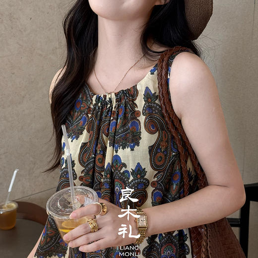 【预售7天】良木礼苎麻印花连衣裙（3565） 商品图3