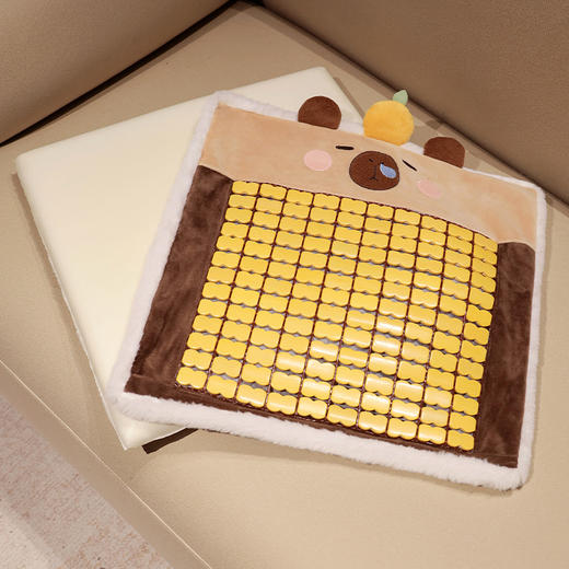 自然醒卡皮巴拉竹席记忆棉坐垫夏季凉席屁垫椅子垫冰垫办公室座垫QYL 商品图13