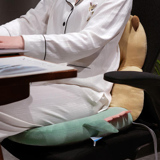 自然醒圆形水豚立体坐垫靠背一体办公室久坐屁垫护腰椅子垫QYL 商品图13