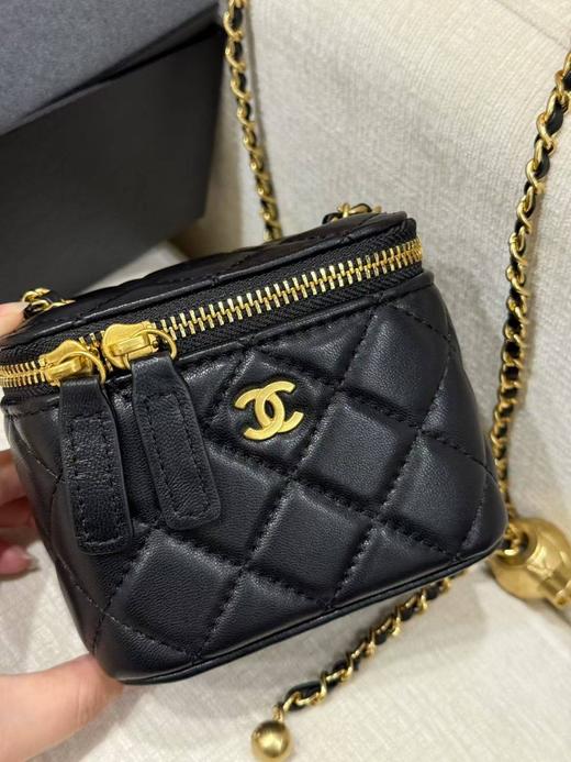 小香风金球链条盒子包口红包迷你羊皮小包包女新款菱格单肩斜挎包 商品图1