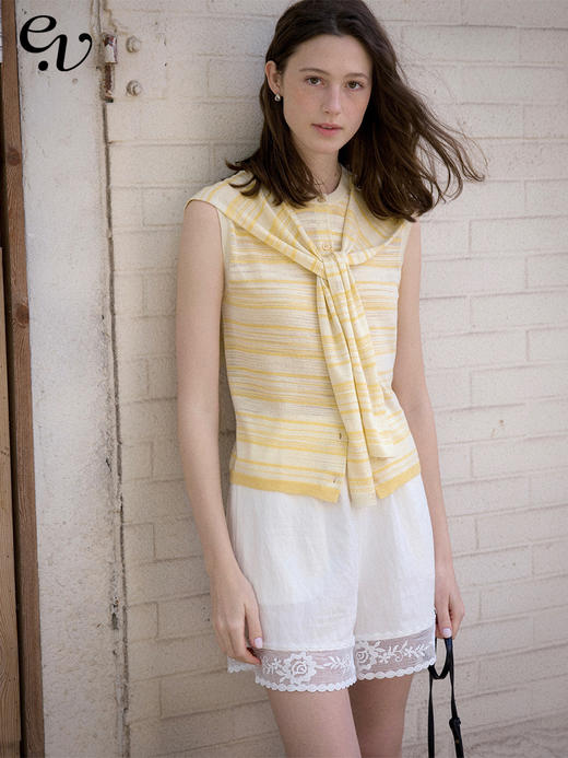 Even Vintage | 莱赛尔混纺 宽松百搭拼接浪漫花边休闲短裤 商品图0