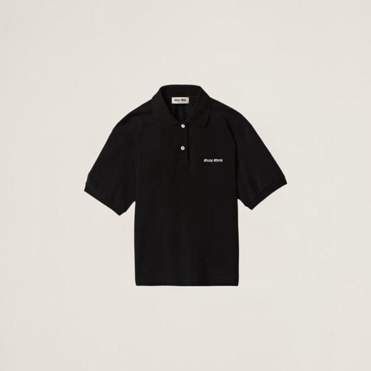 MIU-T 徽标刺绣珠地棉Polo衫 商品图3