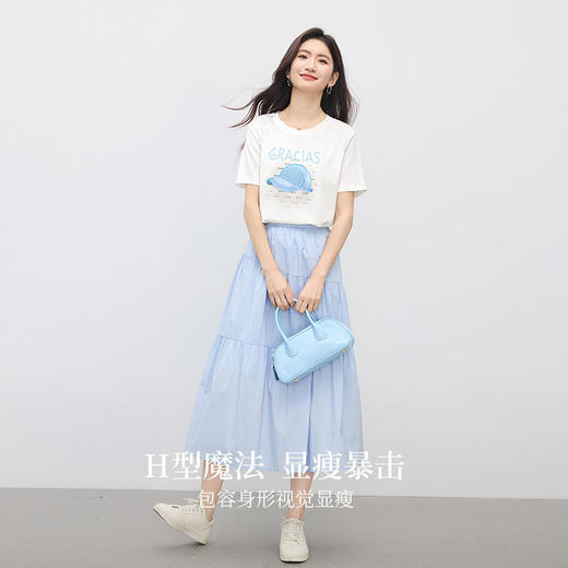 【07/16新品】熙世界夏日立体印花T恤女短袖2025新款休闲宽松显瘦圆领体恤上衣 商品图1