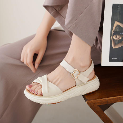 【夏季新款】西村名物2025年夏季新款舒软平底系扣运动凉鞋沙滩凉鞋T25BG20801 商品图7