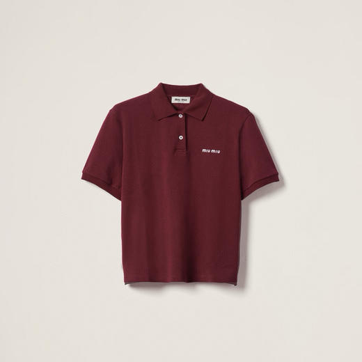 MIU-T 徽标刺绣珠地棉Polo衫 商品图4