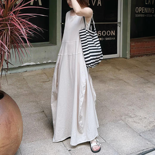 壁虎瑜伽【2507QZ384】文艺复古棉麻背心裙【5天发货】 商品图3