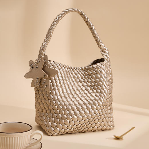 西村名物2025新品时尚设计感编织女包休闲托特包大容量百搭单肩手提包X35CB30681 商品图2