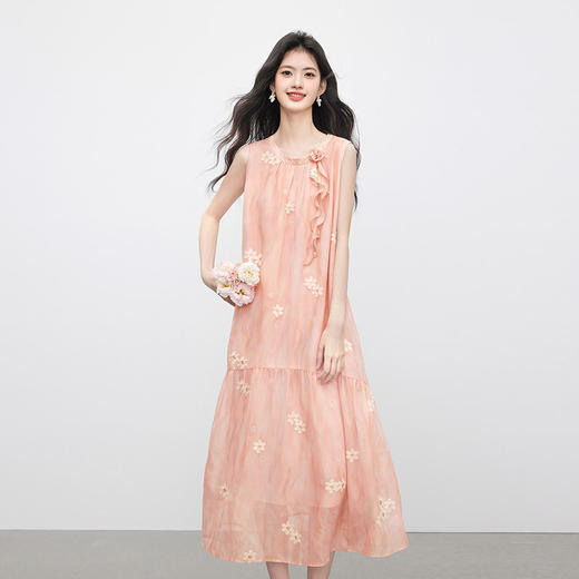 【07/16新品】熙世界法式度假立体花朵挂脖连衣裙女夏季宽松气质绝美无袖背心裙 商品图2