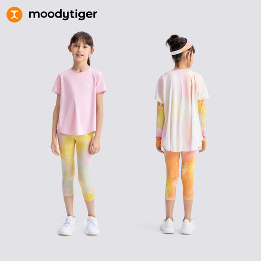 【DR暑假】moodytiger女童25夏新款夏日七分速干运动印花紧身裤52211409 商品图4
