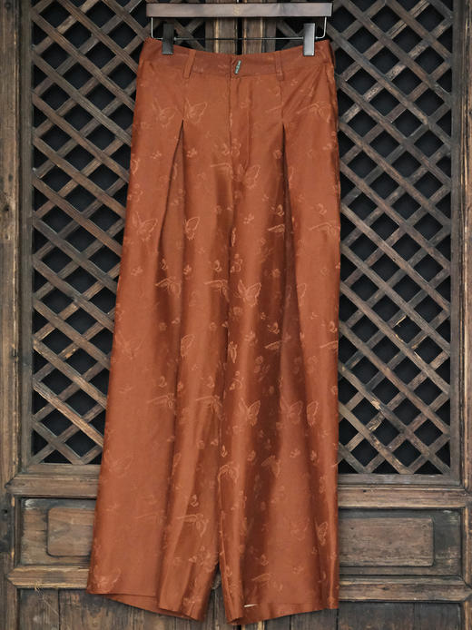 瑕疵|盛唐牡丹| 红云纱竹节扣女裤[特价品](特殊商品不退不换) 商品图0