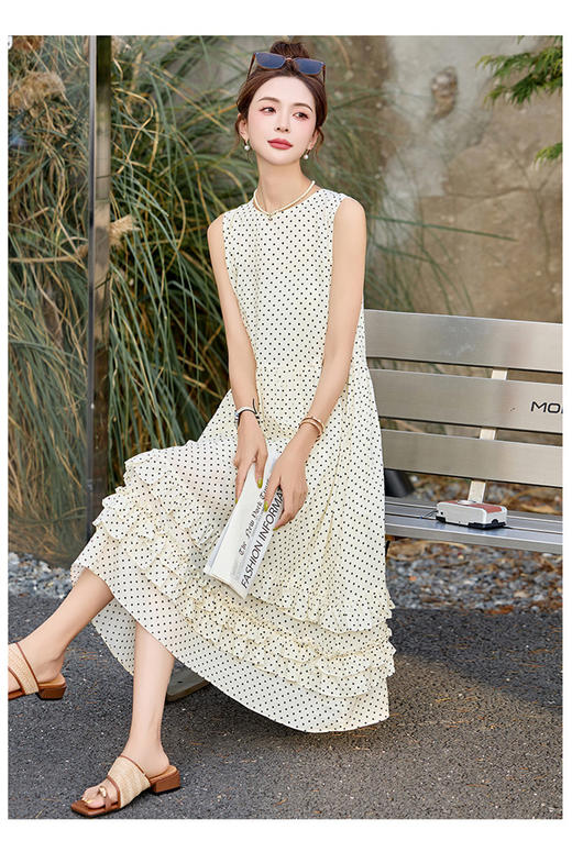 时尚波点，无袖背心连衣裙 &M50071 商品图3