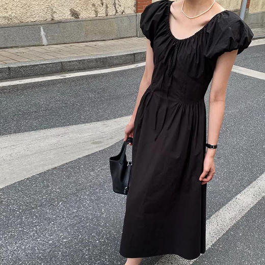 裁缝学苑AS529收腰泡泡袖U领连衣裙女夏季新款系带抽褶裙子打版 商品图4