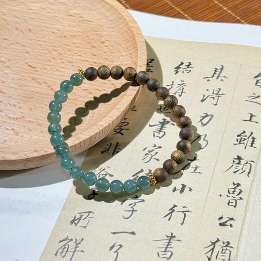 【沉香溯源】沉香翡翠圆珠拼色手串 约6mm棋楠圆珠、约5.5mm+翡翠圆珠、S925银镀金配件   BCCSDIY304 （特殊商品请在收货之后48小时内申请退换货，过期不予处理！！！） 商品图1