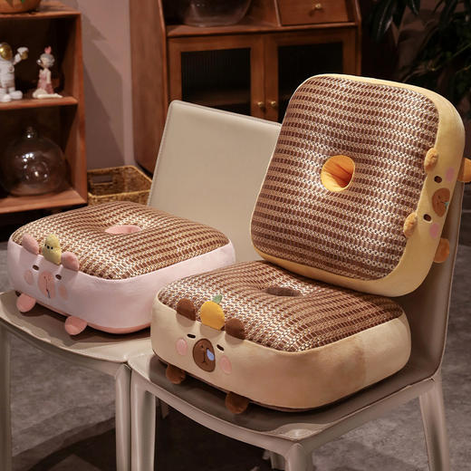 自然醒卡皮巴拉冰藤蒲团坐垫夏季学生教室板凳屁垫藤席垫汽车椅垫QYL 商品图11