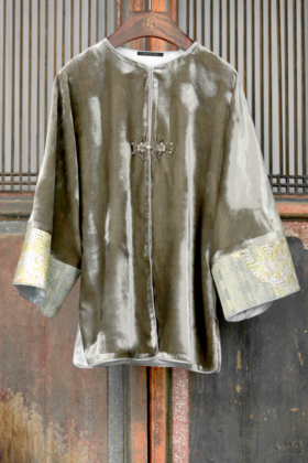 盛唐牡丹盛奢系列| 真丝丝绒拼西阵织外套