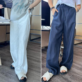 2507305     2色 亚麻抽绳裤
