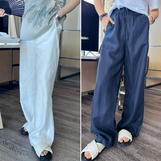 2507305     2色 亚麻抽绳裤 商品图0