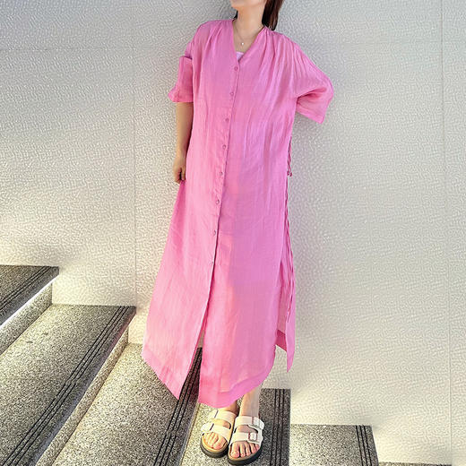 壁虎瑜伽【2507QZ383】提色粉苎麻连衣裙【5天发货】 商品图5