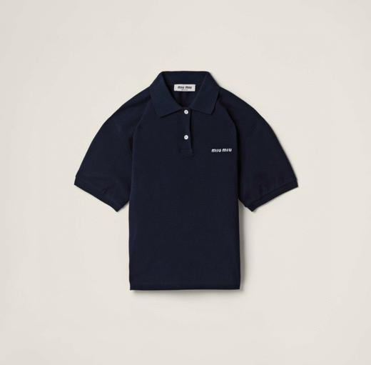 MIU-T 徽标刺绣珠地棉Polo衫 商品图6